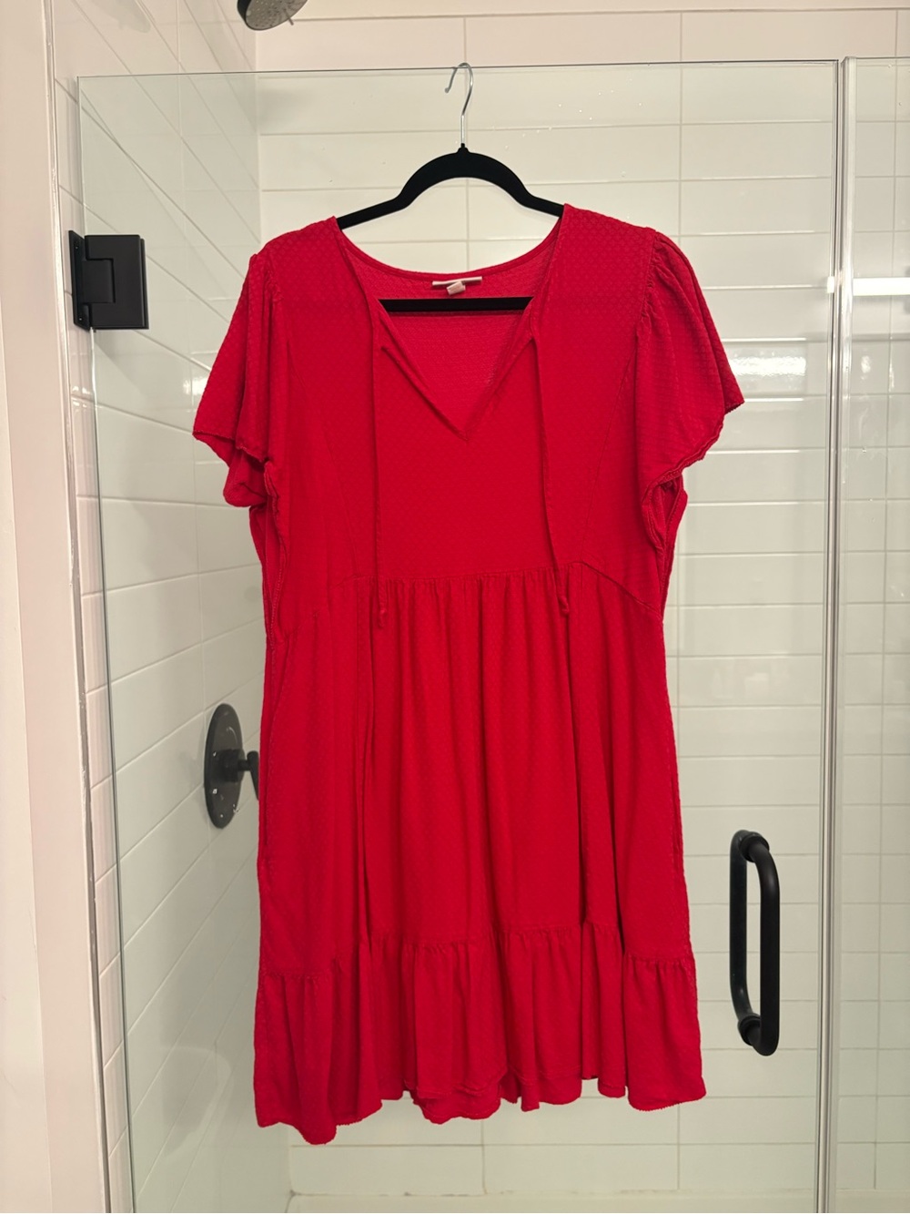 Knox Rose Red V-Neck Tiered Mini Dress